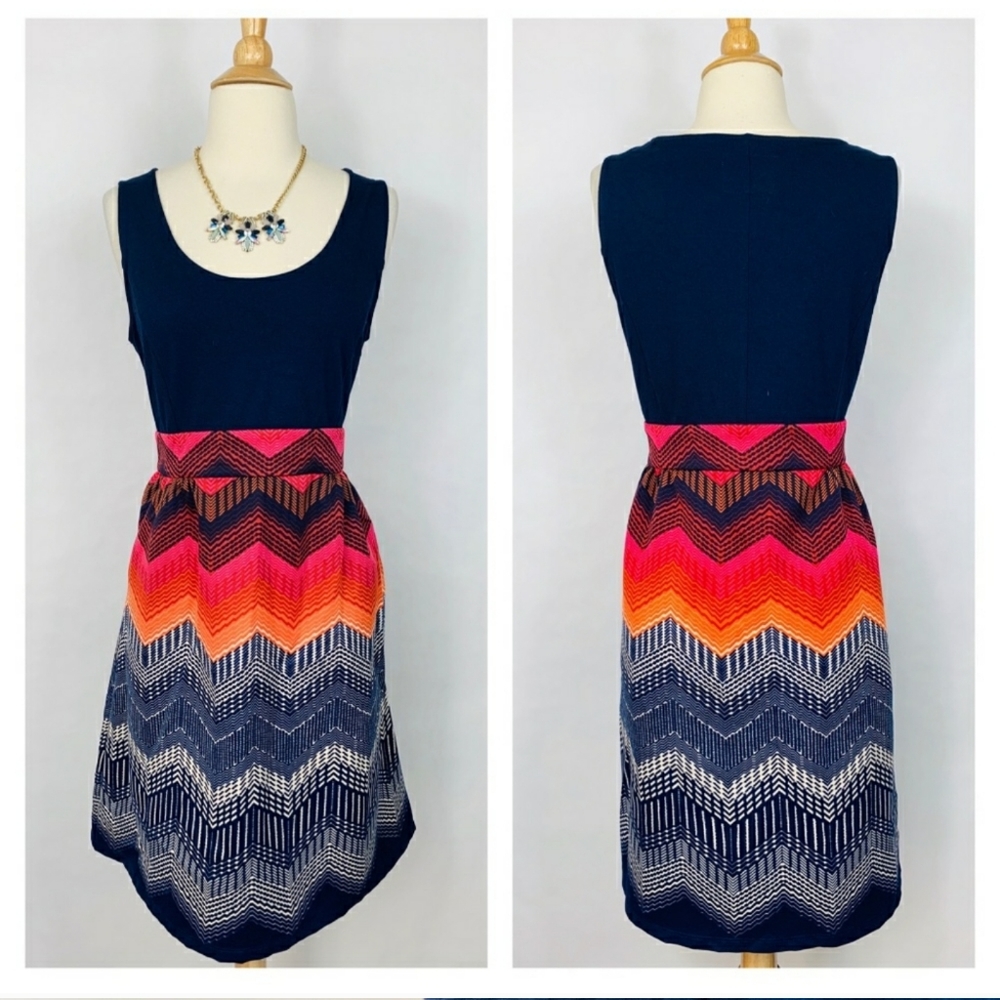 Anthropologie Tabitha Fit Flare Chevron Dress